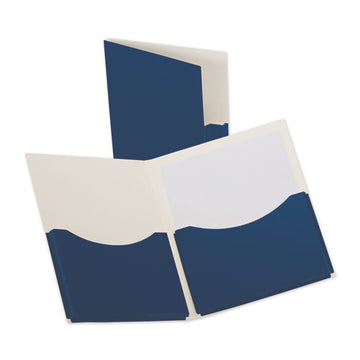 Oxford™ Double Stuff Gusseted 2-pocket Laminated Paper Folder, 200-sheet Capacity, 11 X 8.5, Navy, 20-box freeshipping - TVN Wholesale